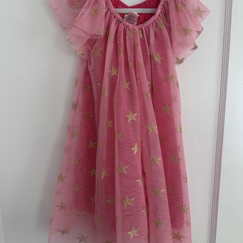 Siaomimi Pink and Gold Flutter Sleeve Sundress